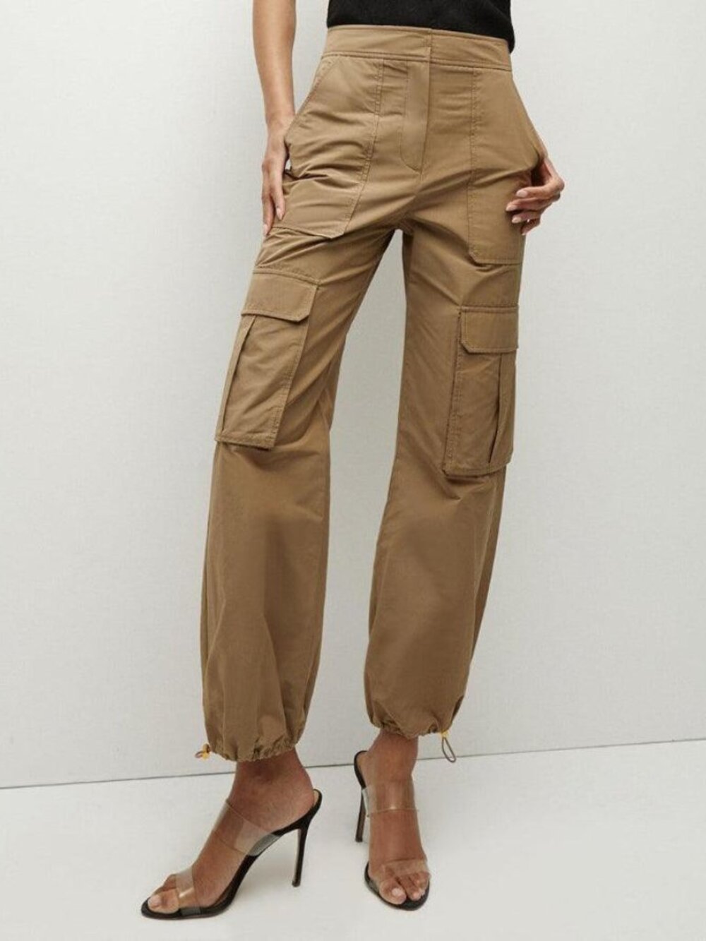 Veronica Beard Dari Sepia Cotton Faille Cargo Pants